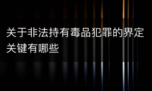 关于非法持有毒品犯罪的界定关键有哪些