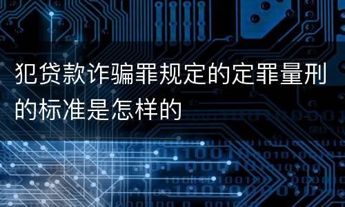 犯贷款诈骗罪规定的定罪量刑的标准是怎样的