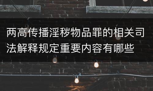 两高传播淫秽物品罪的相关司法解释规定重要内容有哪些