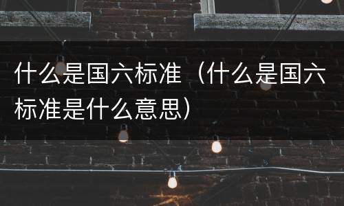 什么是国六标准（什么是国六标准是什么意思）