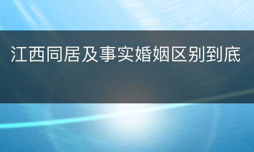 江西同居及事实婚姻区别到底