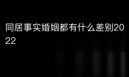 同居事实婚姻都有什么差别2022