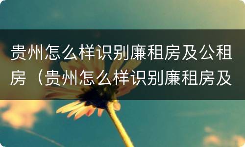 贵州怎么样识别廉租房及公租房（贵州怎么样识别廉租房及公租房的区别）