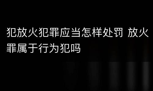 犯放火犯罪应当怎样处罚 放火罪属于行为犯吗