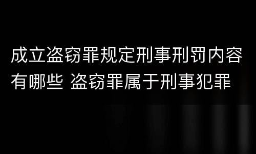 成立盗窃罪规定刑事刑罚内容有哪些 盗窃罪属于刑事犯罪