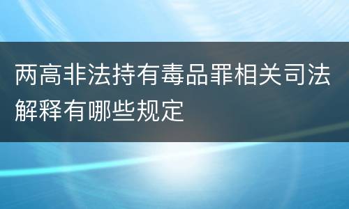两高非法持有毒品罪相关司法解释有哪些规定