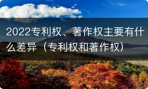 2022专利权、著作权主要有什么差异（专利权和著作权）