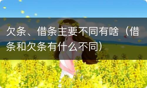 欠条、借条主要不同有啥（借条和欠条有什么不同）