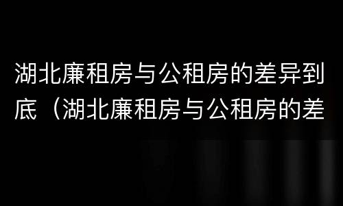 湖北廉租房与公租房的差异到底（湖北廉租房与公租房的差异到底在哪里）