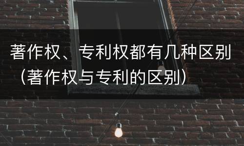 著作权、专利权都有几种区别（著作权与专利的区别）