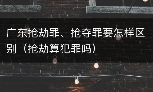 广东抢劫罪、抢夺罪要怎样区别（抢劫算犯罪吗）