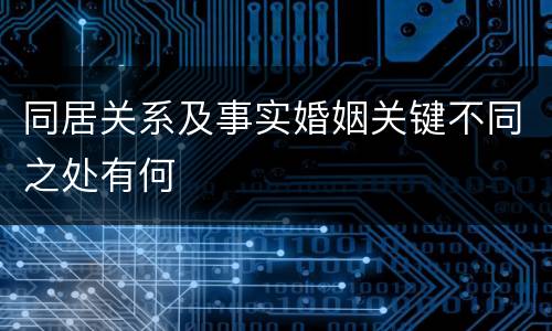 同居关系及事实婚姻关键不同之处有何