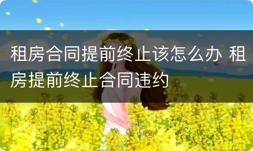 租房合同提前终止该怎么办 租房提前终止合同违约