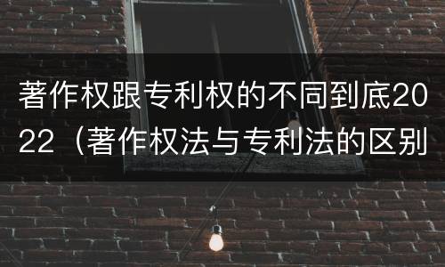 著作权跟专利权的不同到底2022（著作权法与专利法的区别）