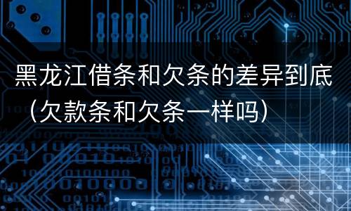 黑龙江借条和欠条的差异到底（欠款条和欠条一样吗）