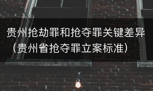 贵州抢劫罪和抢夺罪关键差异（贵州省抢夺罪立案标准）