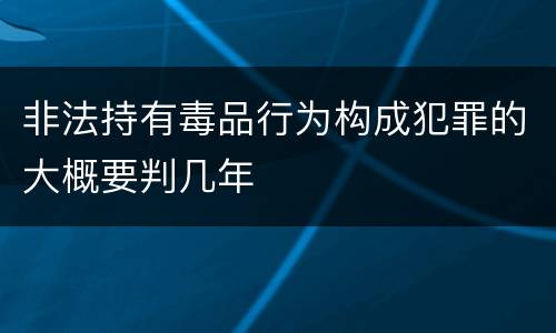 非法持有毒品行为构成犯罪的大概要判几年
