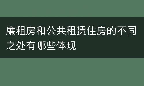 廉租房和公共租赁住房的不同之处有哪些体现