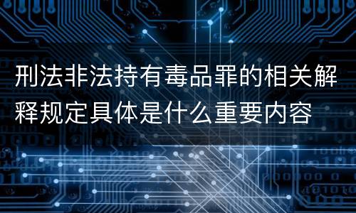 刑法非法持有毒品罪的相关解释规定具体是什么重要内容