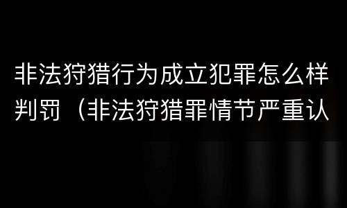 非法狩猎行为成立犯罪怎么样判罚（非法狩猎罪情节严重认定）