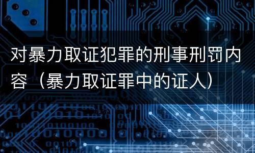 对暴力取证犯罪的刑事刑罚内容（暴力取证罪中的证人）