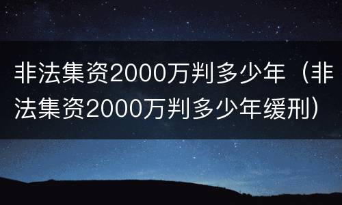非法集资2000万判多少年（非法集资2000万判多少年缓刑）