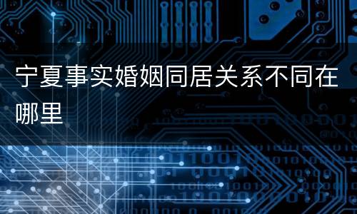 宁夏事实婚姻同居关系不同在哪里