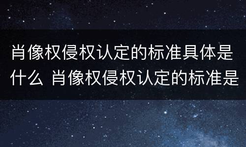 肖像权侵权认定的标准具体是什么 肖像权侵权认定的标准是什么民法典