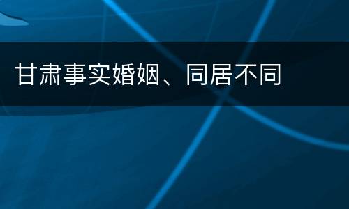 甘肃事实婚姻、同居不同