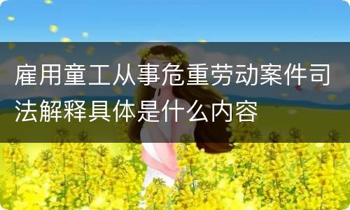 雇用童工从事危重劳动案件司法解释具体是什么内容