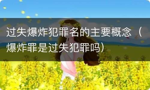 过失爆炸犯罪名的主要概念（爆炸罪是过失犯罪吗）