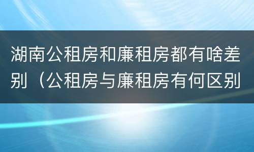 湖南公租房和廉租房都有啥差别（公租房与廉租房有何区别）