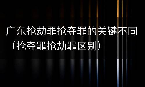 广东抢劫罪抢夺罪的关键不同（抢夺罪抢劫罪区别）
