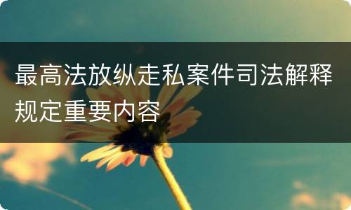 最高法放纵走私案件司法解释规定重要内容