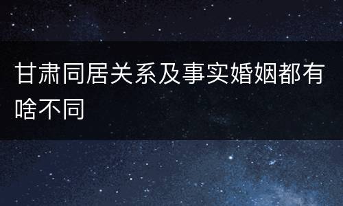 甘肃同居关系及事实婚姻都有啥不同