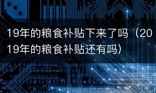 19年的粮食补贴下来了吗（2019年的粮食补贴还有吗）