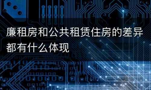 廉租房和公共租赁住房的差异都有什么体现