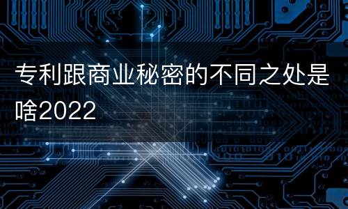 专利跟商业秘密的不同之处是啥2022