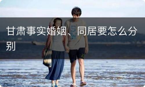 甘肃事实婚姻、同居要怎么分别