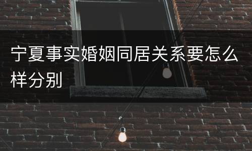 宁夏事实婚姻同居关系要怎么样分别