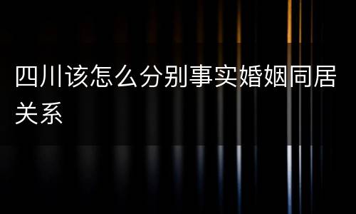 四川该怎么分别事实婚姻同居关系