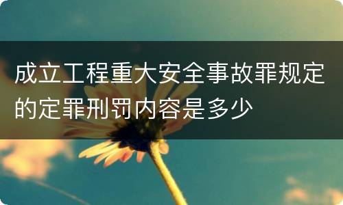 成立工程重大安全事故罪规定的定罪刑罚内容是多少