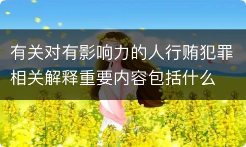 有关对有影响力的人行贿犯罪相关解释重要内容包括什么