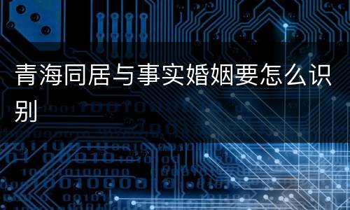 青海同居与事实婚姻要怎么识别