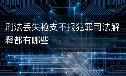 刑法丢失枪支不报犯罪司法解释都有哪些