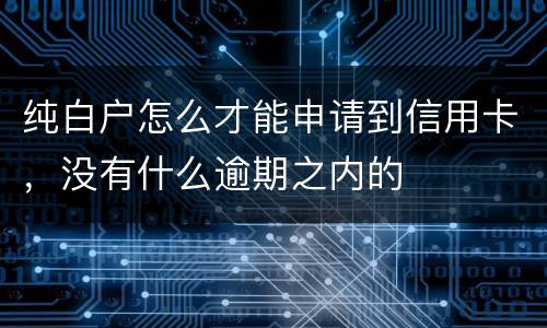 纯白户怎么才能申请到信用卡，没有什么逾期之内的