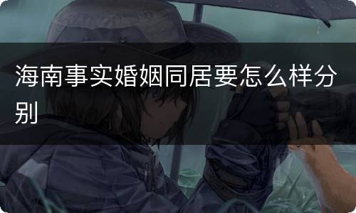 海南事实婚姻同居要怎么样分别