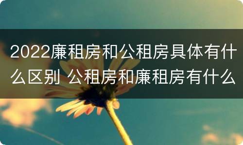 2022廉租房和公租房具体有什么区别 公租房和廉租房有什么区别?2019年的