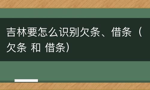 吉林要怎么识别欠条、借条（欠条 和 借条）