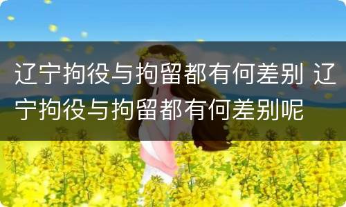 辽宁拘役与拘留都有何差别 辽宁拘役与拘留都有何差别呢